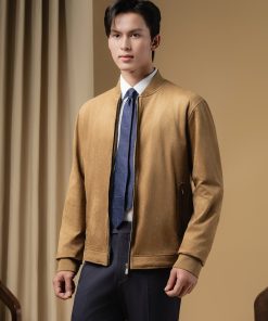 Áo Khoác Da Lộn Nâu Thiết Kế 2 Lớp 8ADLT043NAU