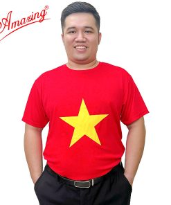 Áo cờ đỏ sao vàng, áo thun cổ tròn nền đỏ in sao vàng, unisex, size từ 10 đến 100kg, Amazing