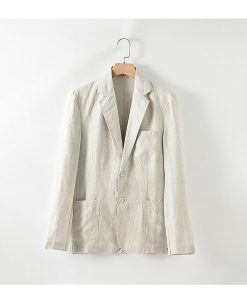 Áo khoác blazer nam hàng nút, chất linen đứng form, áo vest nam trưởng thành