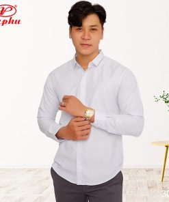 Áo sơ mi màu hồng pastel hiệu Amazing, dáng trẻ slim fit, phong cách Hàn Quốc, vải bamboo mềm mịn