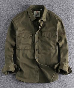 Áo sơ mi túi hộp phong cách Retro_chiến thuật_dã ngoại