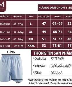 Bộ 4 quần đùi nam, quần short mặc nhà kate caro nhiều màu , mềm mịn - FORMEN SHOP- FMTT002