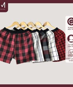 Bộ 4 quần đùi nam, quần short mặc nhà kate caro nhiều màu , mềm mịn - FORMEN SHOP- FMTT002