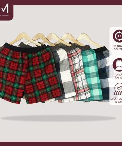 Bộ 4 quần đùi nam, quần short mặc nhà kate caro nhiều màu , mềm mịn - FORMEN SHOP- FMTT002