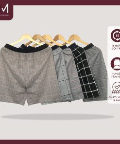 Bộ 4 quần đùi nam, quần short mặc nhà kate caro nhiều màu , mềm mịn - FORMEN SHOP- FMTT002