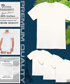 Mua ÁO LÓT NGẮN TAY CATRIO là áo phông trắng, áo thun ngắn tay cho bố, ông, người trung tuổi, vải 100̀% cotton mặc lót bên trong áo sơ mi, mặc ở nhà, đi ngủ - Trắng - SIZE...