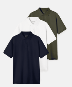 Pack 3 Áo Polo Nam Pique - 100% Cotton, Mềm Mại, Thấm Hút Tốt