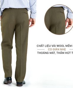 Quần Âu Nam Công Sở Thương Hiệu Anton Cao Cấp Xếp ly, Chỉnh Cạp Màu Nâu- QA102
