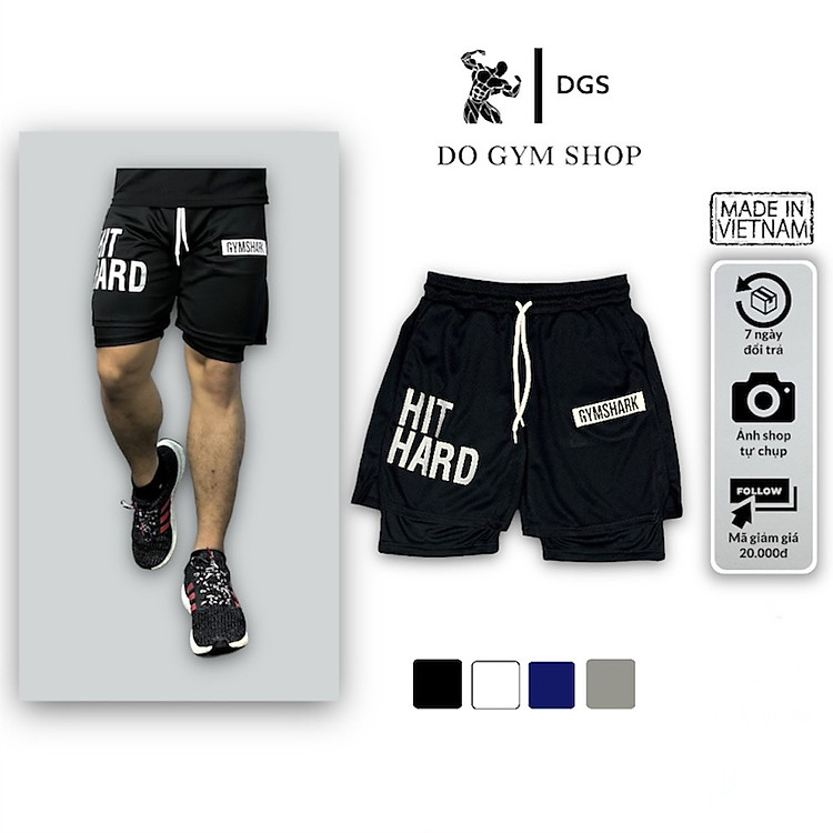 Quần hai lớp nam tập gym DO GYM SHOP chất thun lỗ kim thoáng khí khi chơi thể thao