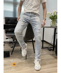 Quần Jean Nam, Co Dãn Phối Rách Thời Trang Cao Cấp Thương Hiệu CHANDI MS58