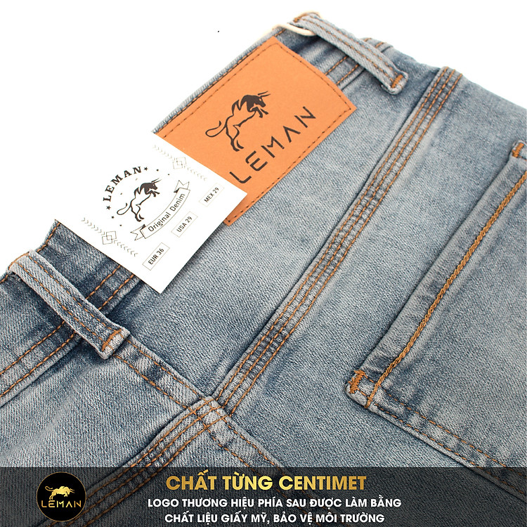 Quần Jean nam Leman xanh bạc rách JD18 - Slim Form