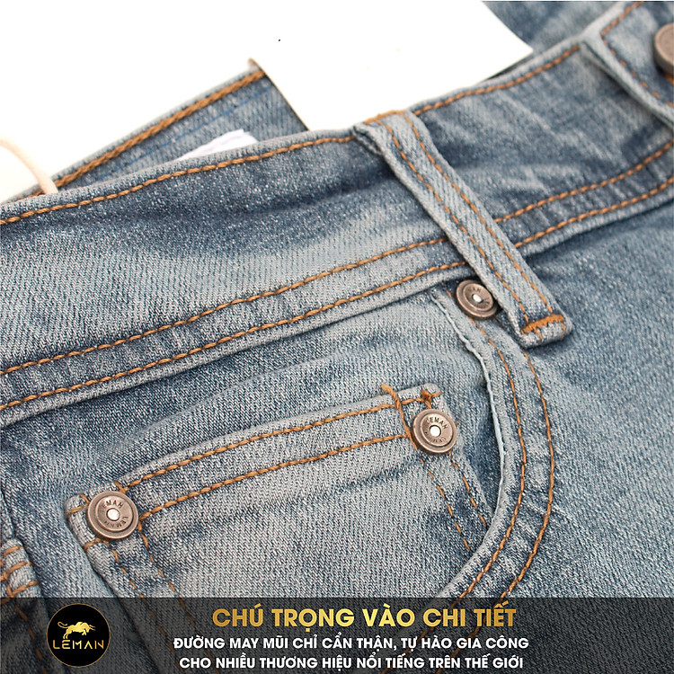 Quần Jean nam Leman xanh bạc rách JD18 - Slim Form