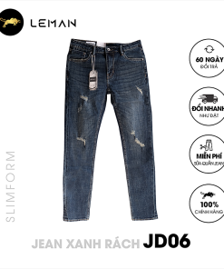 Quần Jean nam Leman xanh rách JD06 - Slim Form