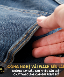Quần Jean nam Leman xanh trơn JD03 - Slim Form