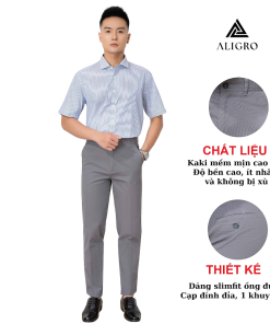 Quần kaki nam ALIGRO chất liệu kaki mềm mịn cao cấp dáng slimfit màu xám ALGK069