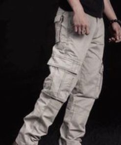 Quần kaki xám túi hộp nam chất liệu kaki cotton bền bỉ thấm hút mồ hôi tốt style bụi bặm