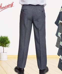 Quần tây Amazing, hoạ tiết vân chìm, không ly, ống suông, màu xám trung, vải spandex ít nhăn, dày, mềm