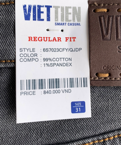 Viettien - Quần Jeans nam dài Regular fit Màu Xám đậm 6S7023